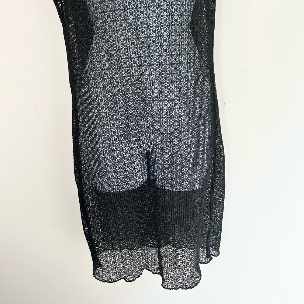 KEEPSAKE Womens Beach Cover Up Knit Mini Dress Black Medium festival boho chic - Picture 13 of 15